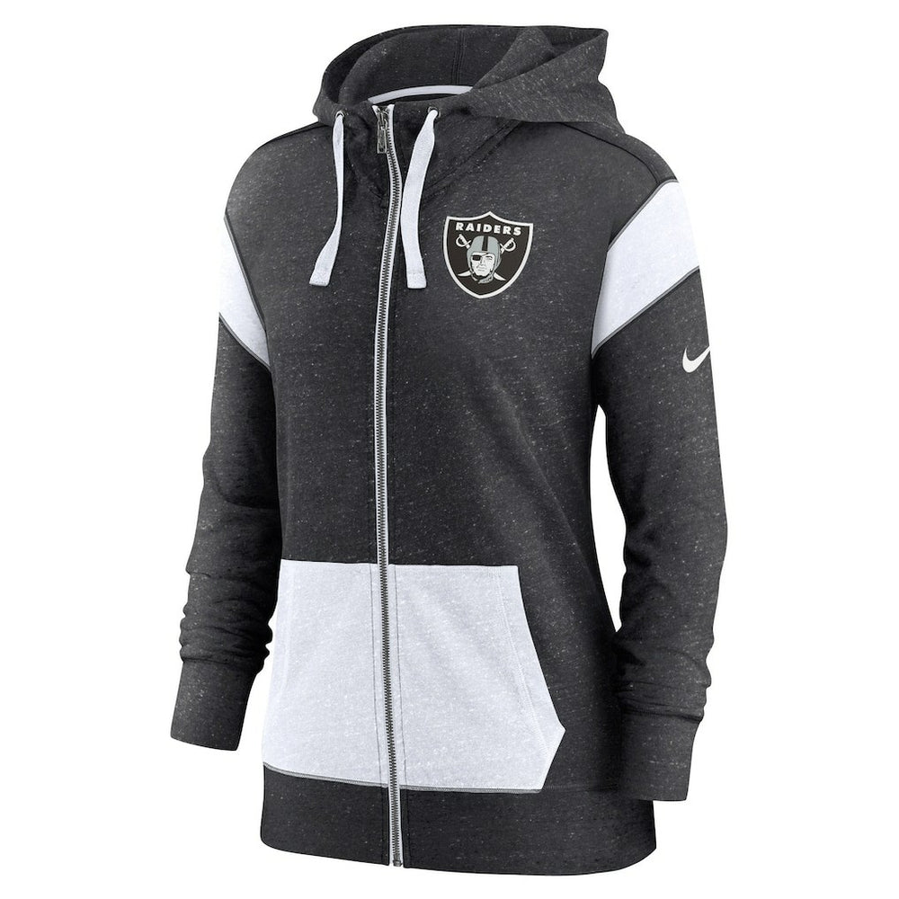 Las Vegas Raiders Women's Plus Size Monaco Full-Zip Lightweight Hoodie - Heather Black/White outlet