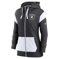 Las Vegas Raiders Women's Plus Size Monaco Full-Zip Lightweight Hoodie - Heather Black/White outlet