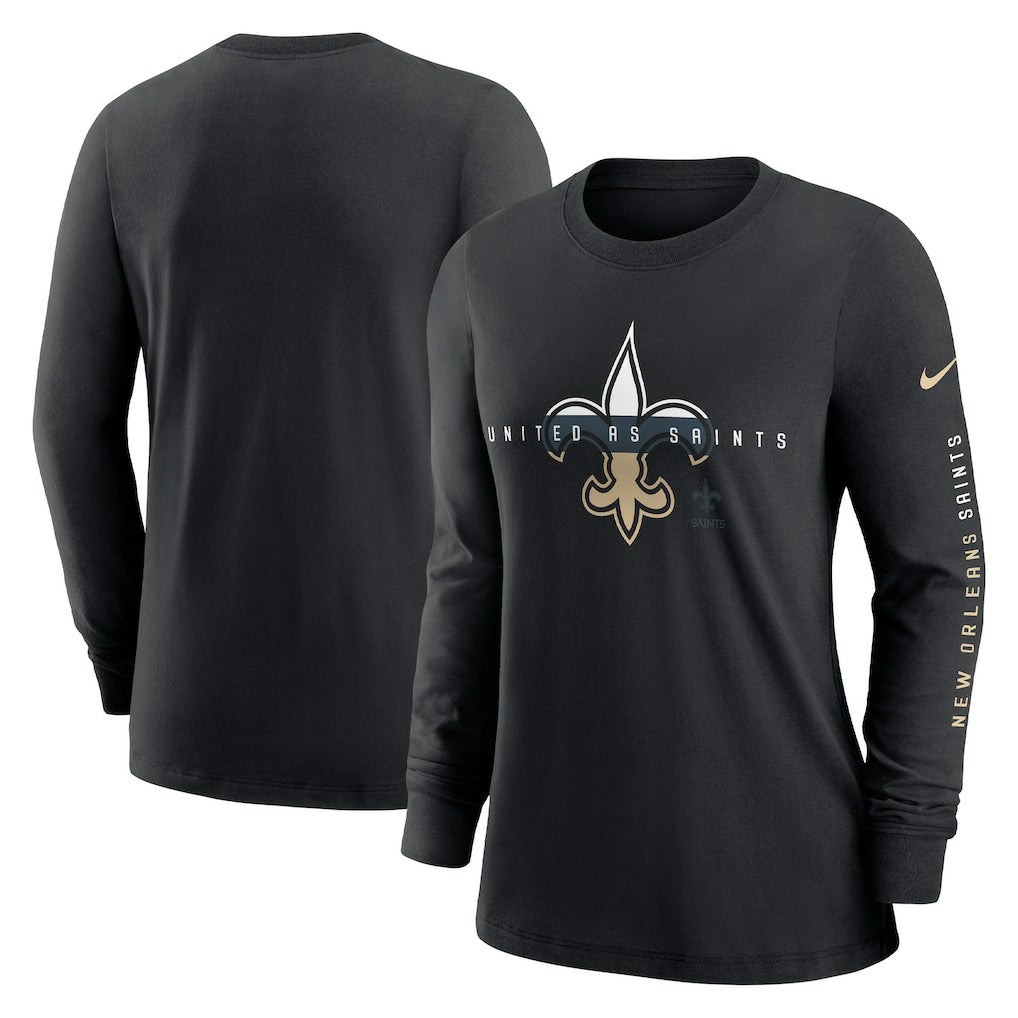 New Orleans Saints Women's Prime Split Long Sleeve T-Shirt - Black for sale