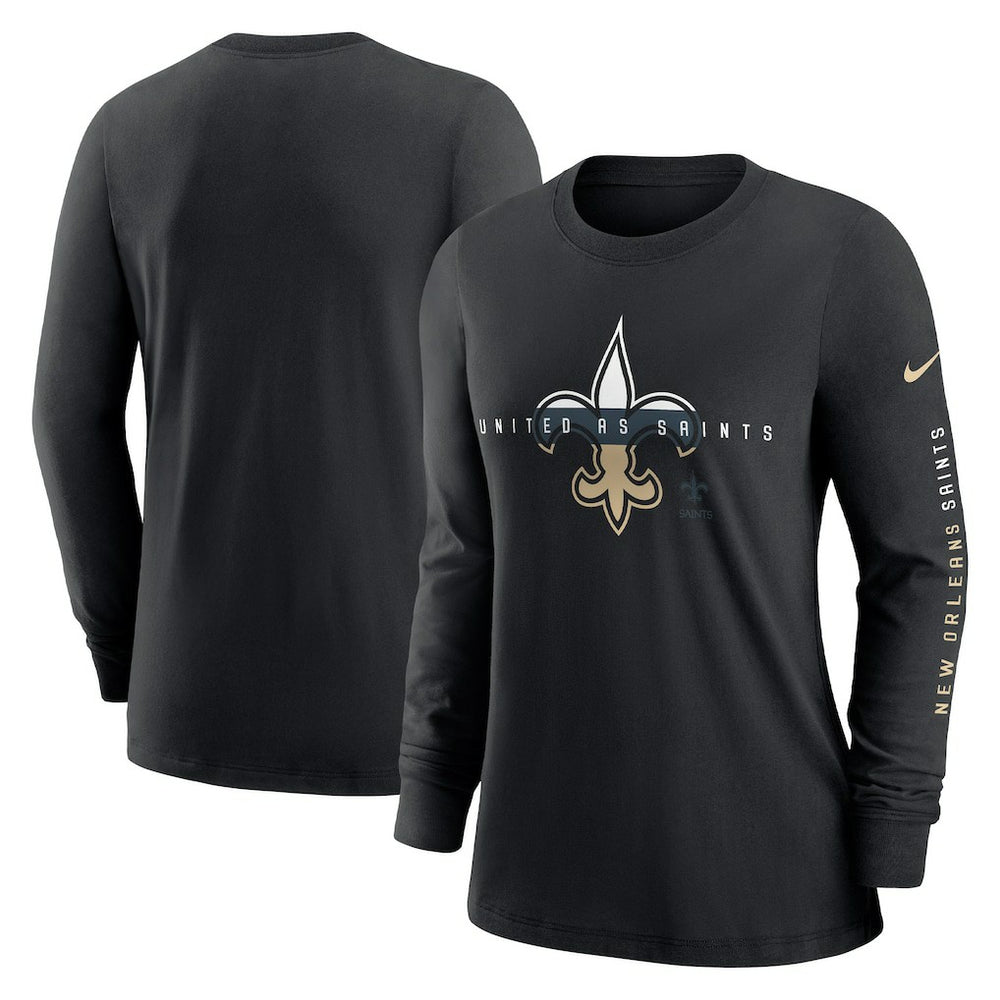 New Orleans Saints Women's Prime Split Long Sleeve T-Shirt - Black for sale