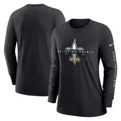 New Orleans Saints Women's Prime Split Long Sleeve T-Shirt - Black for sale