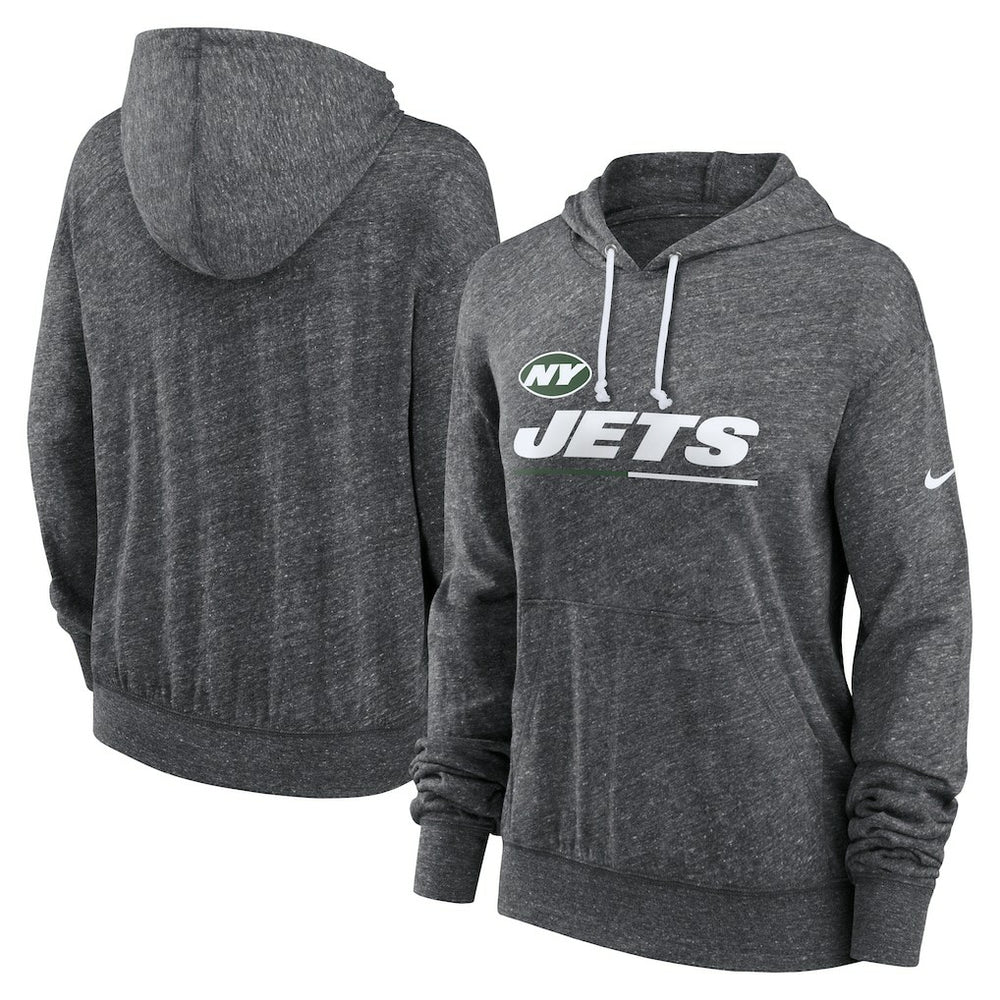 New York Jets Women's Team Spirit Gym Vintage Lightweight Hoodie Top - Heather Charcoal sale