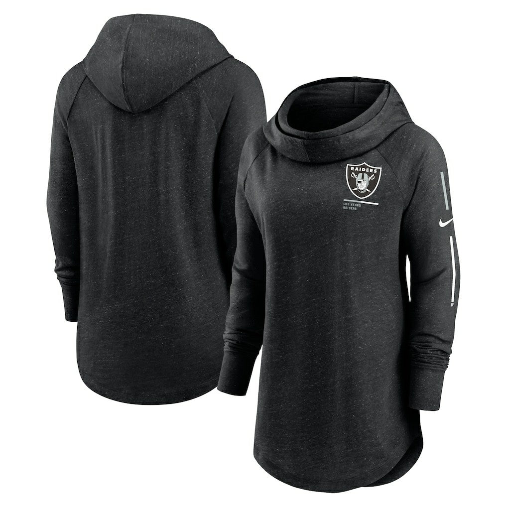 Las Vegas Raiders Women's Minimal Statement Lightweight Raglan Funnel Neck Pullover Hoodie - Black online