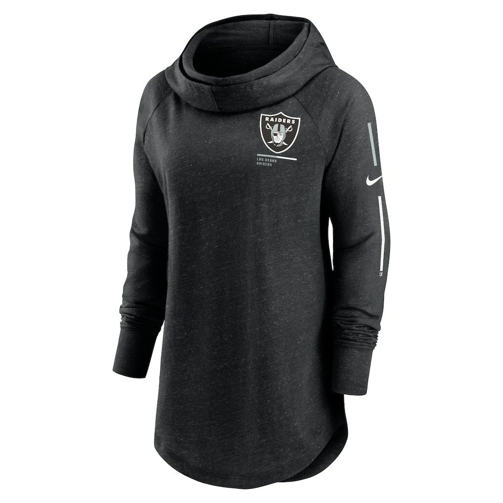 Las Vegas Raiders Women's Minimal Statement Lightweight Raglan Funnel Neck Pullover Hoodie - Black online