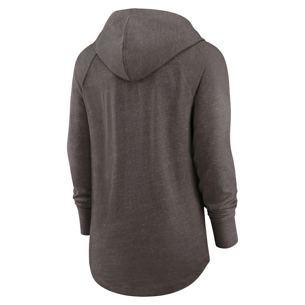 Cleveland Browns Women's Minimal Statement Lightweight Raglan Funnel Neck Pullover Hoodie - Brown online