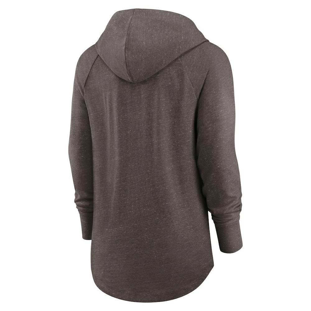 Cleveland Browns Women's Minimal Statement Lightweight Raglan Funnel Neck Pullover Hoodie - Brown online