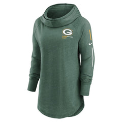 Green Bay Packers Women's Minimal Statement Lightweight Raglan Funnel Neck Pullover Hoodie - Heather Green discount