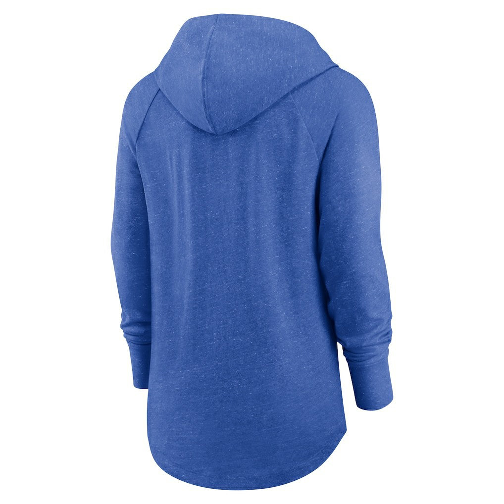 Los Angeles Rams Women's Minimal Statement Lightweight Raglan Funnel Neck Pullover Hoodie - Royal sale