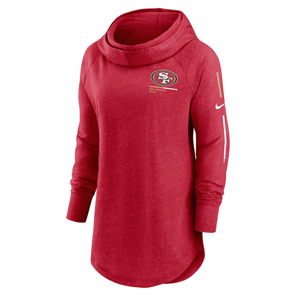 San Francisco 49ers Women's Minimal Statement Lightweight Raglan Funnel Neck Pullover Hoodie - Scarlet sale
