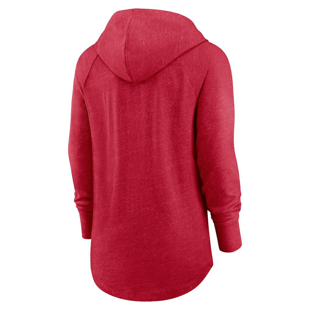San Francisco 49ers Women's Minimal Statement Lightweight Raglan Funnel Neck Pullover Hoodie - Scarlet sale