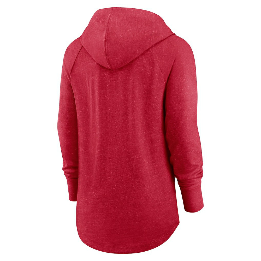 San Francisco 49ers Women's Minimal Statement Lightweight Raglan Funnel Neck Pullover Hoodie - Scarlet sale