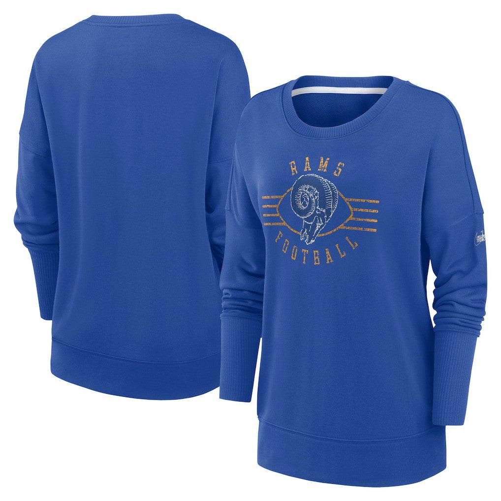 Los Angeles Rams Women's Rewind Playback Icon Performance Pullover Sweatshirt - Royal for sale