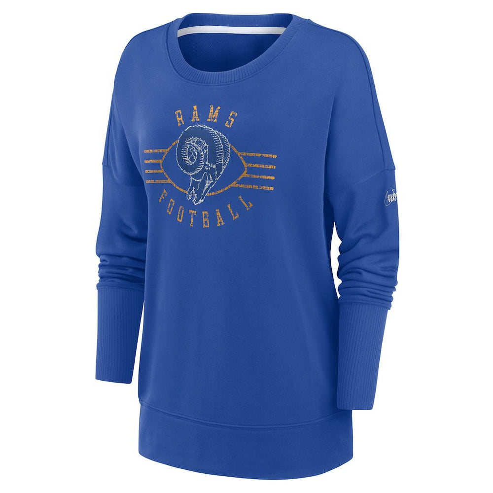 Los Angeles Rams Women's Rewind Playback Icon Performance Pullover Sweatshirt - Royal for sale