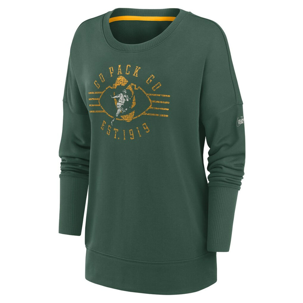 Green Bay Packers Women's Rewind Playback Icon Performance Pullover Sweatshirt - Green outlet