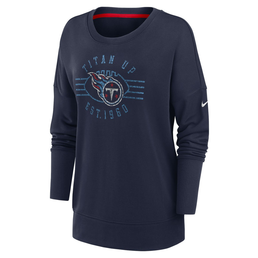 Tennessee Titans Women's Rewind Playback Icon Performance Pullover Sweatshirt - Navy discount