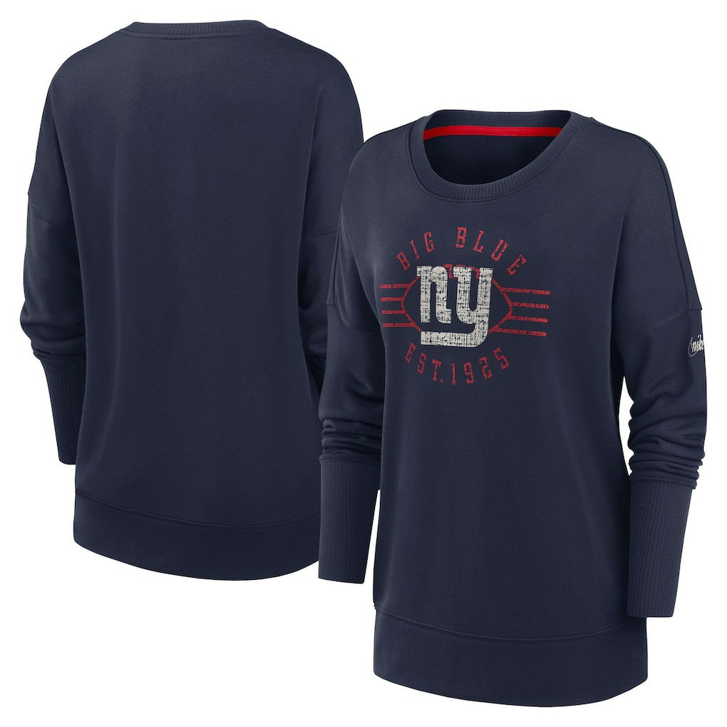 New York Giants Women's Rewind Playback Icon Performance Pullover Sweatshirt - Navy discount