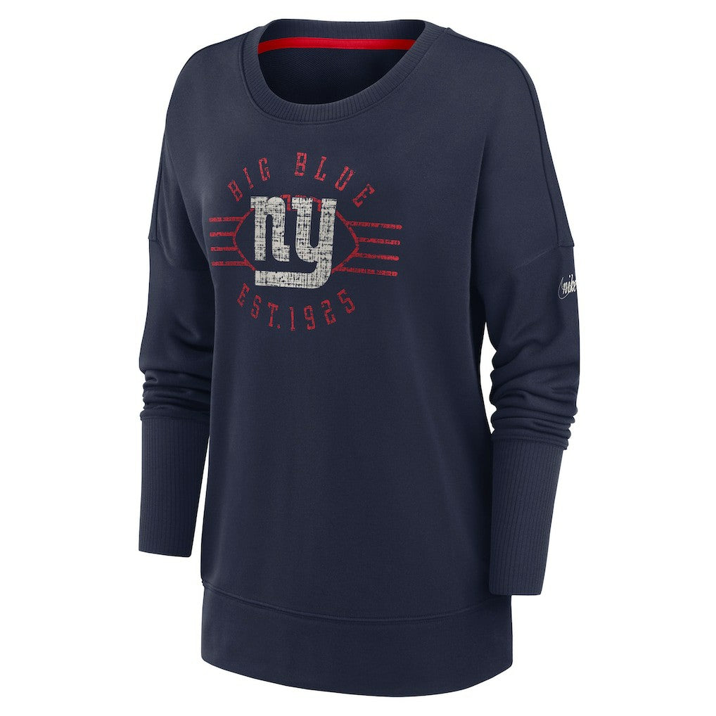 New York Giants Women's Rewind Playback Icon Performance Pullover Sweatshirt - Navy discount