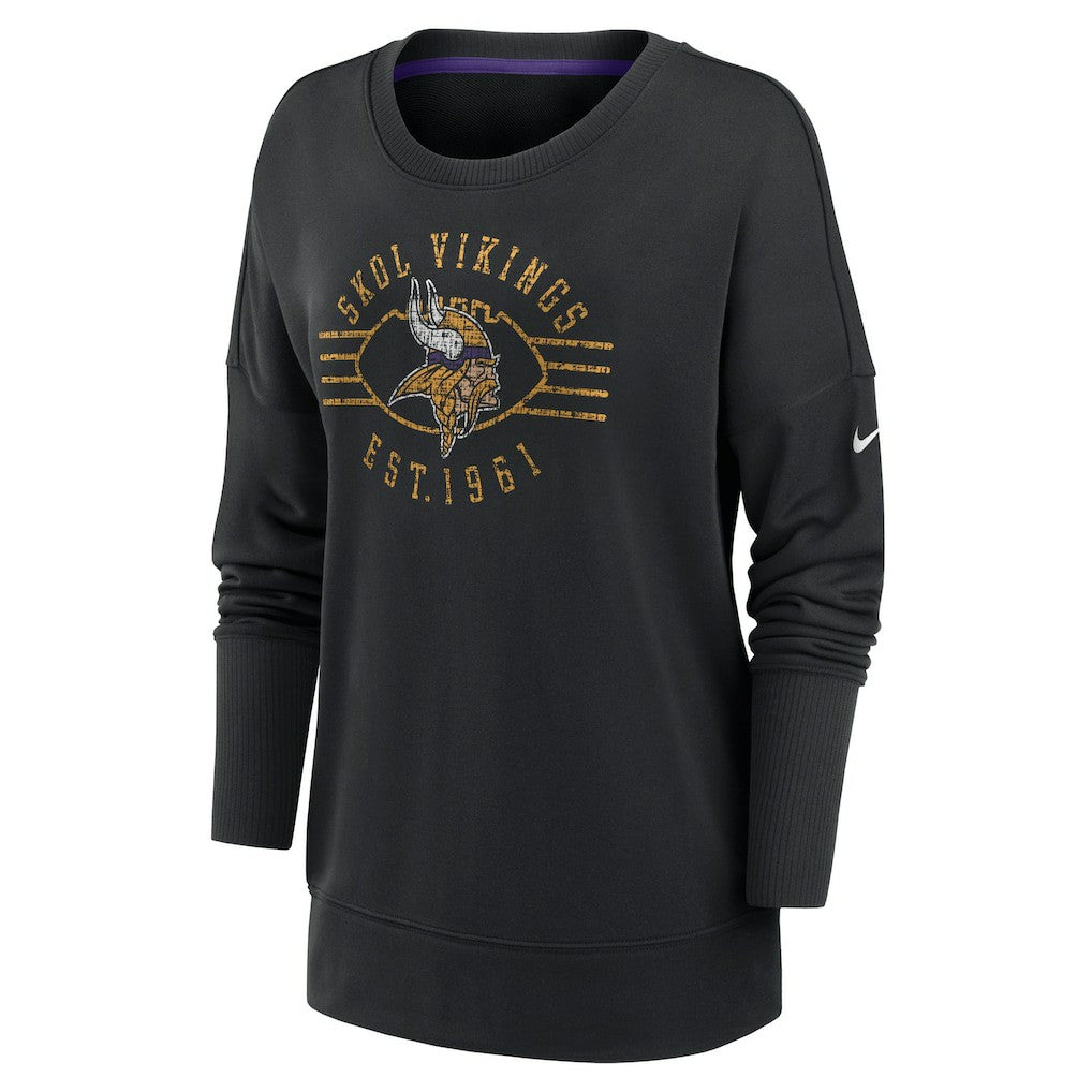 Minnesota Vikings Women's Rewind Playback Icon Performance Pullover Sweatshirt - Black on sale