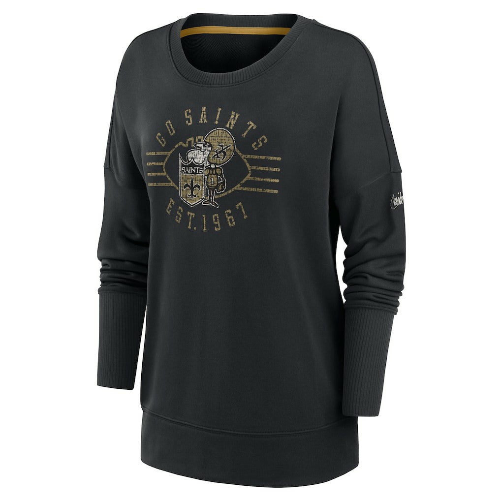 New Orleans Saints Women's Rewind Playback Icon Performance Pullover Sweatshirt - Black for sale
