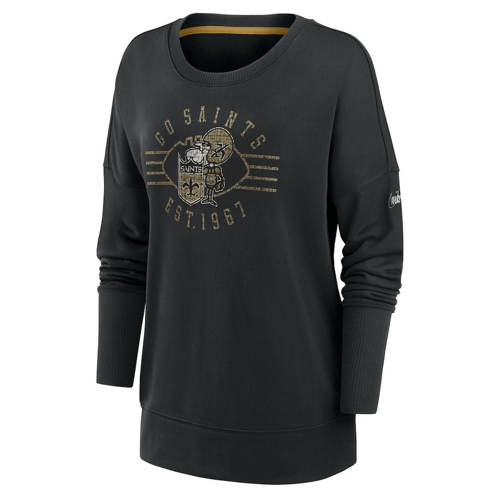New Orleans Saints Women's Rewind Playback Icon Performance Pullover Sweatshirt - Black for sale