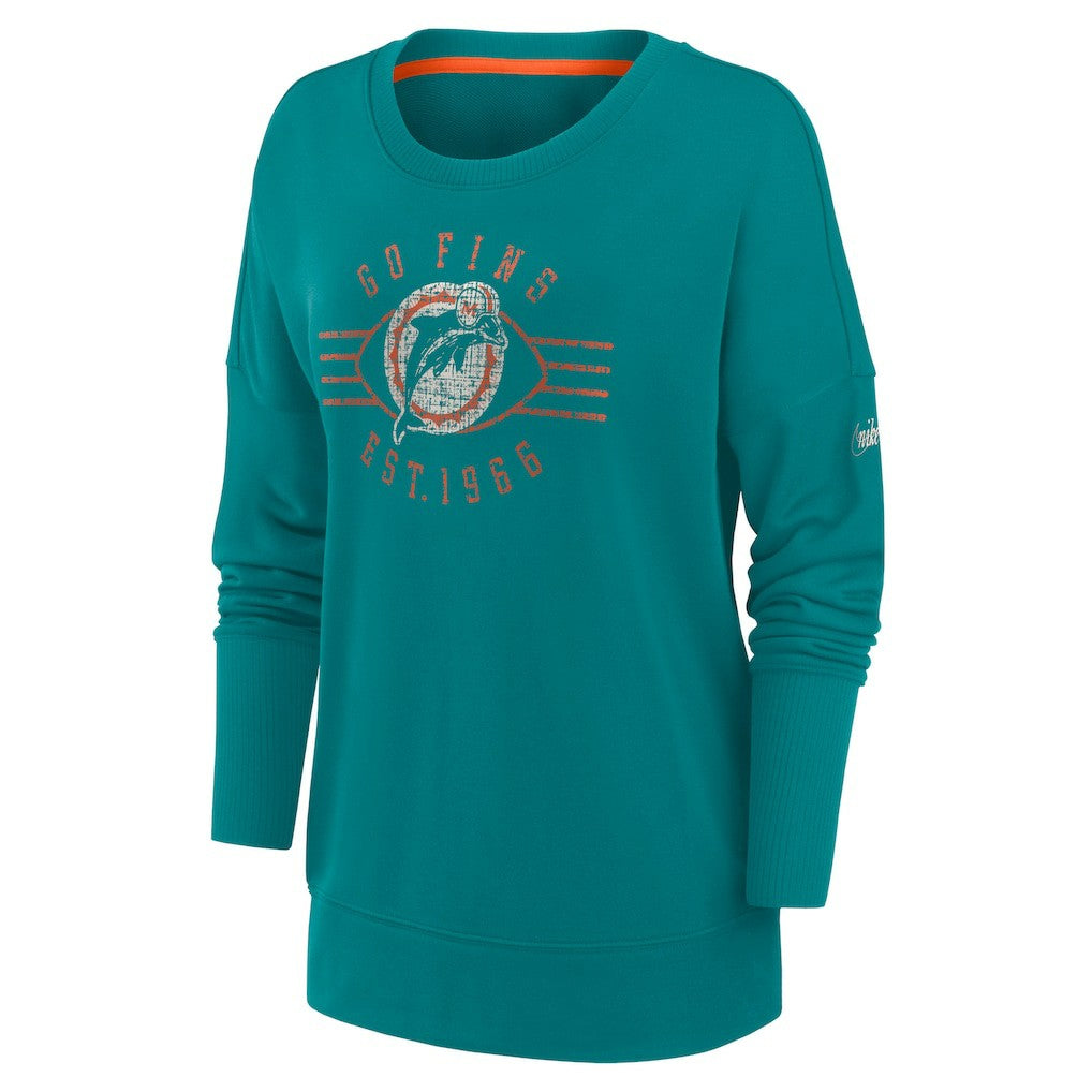 Miami Dolphins Women's Rewind Playback Icon Performance Pullover Sweatshirt - Aqua cheap
