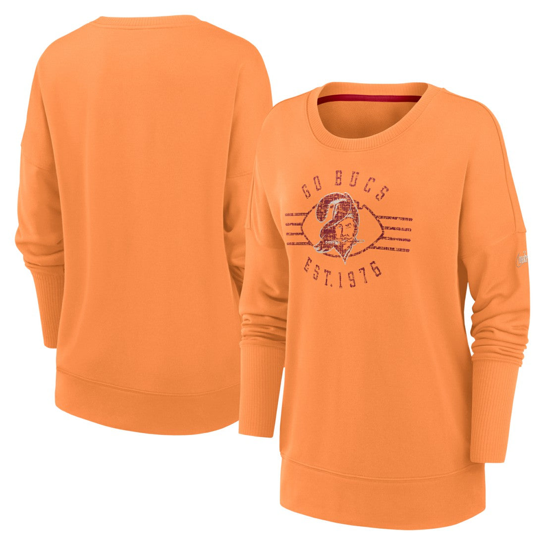 Tampa Bay Buccaneers Women's Rewind Playback Icon Performance Pullover Sweatshirt - Orange for sale