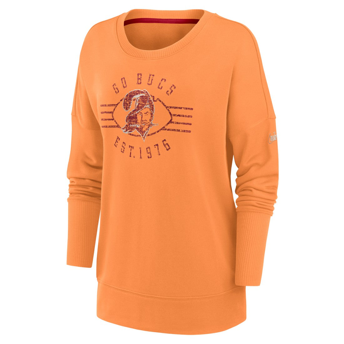 Tampa Bay Buccaneers Women's Rewind Playback Icon Performance Pullover Sweatshirt - Orange for sale