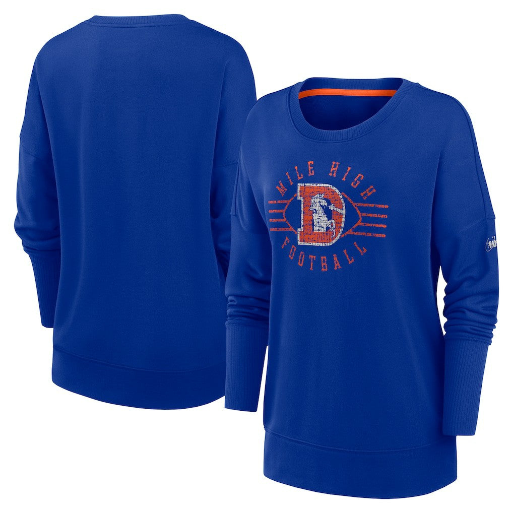 Denver Broncos Women's Rewind Playback Icon Performance Pullover Sweatshirt - Royal online