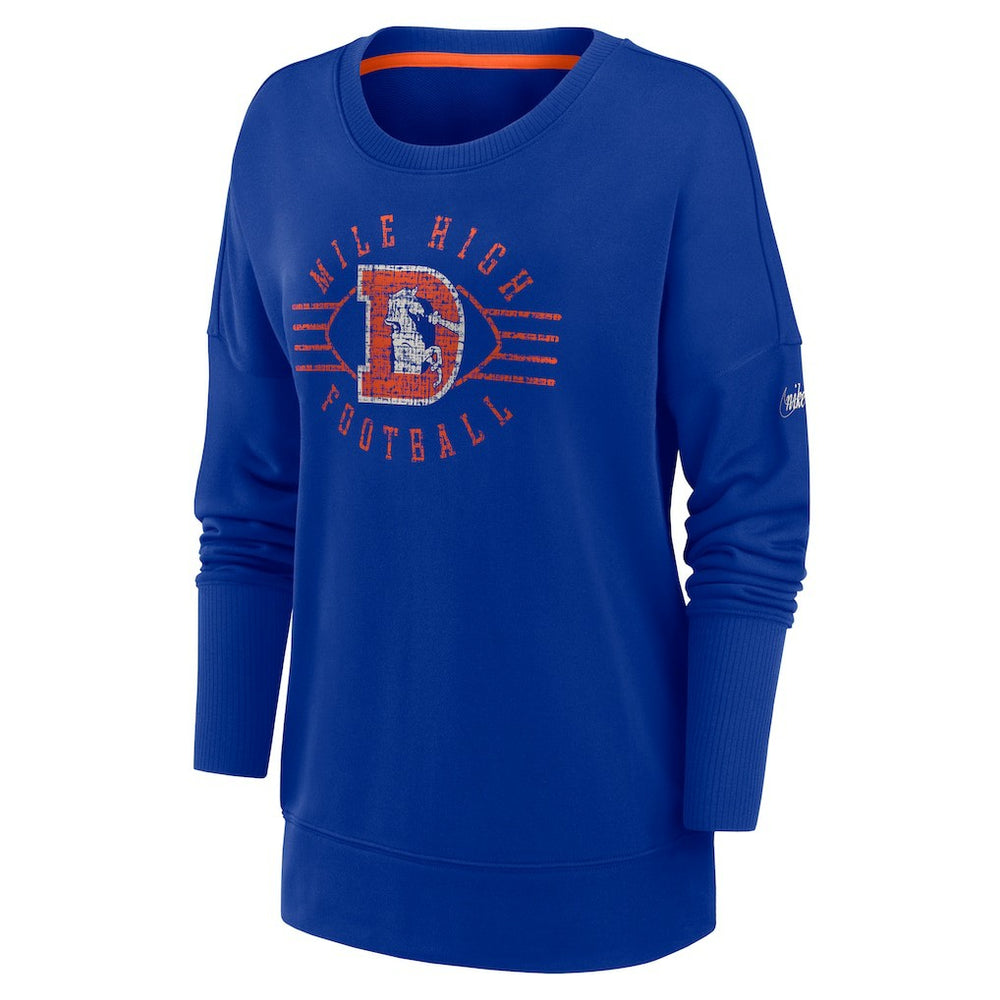 Denver Broncos Women's Rewind Playback Icon Performance Pullover Sweatshirt - Royal online