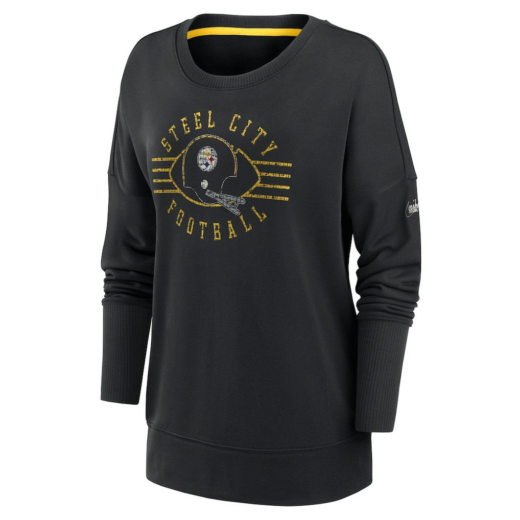 Pittsburgh Steelers Women's Rewind Playback Icon Performance Pullover Sweatshirt - Black online
