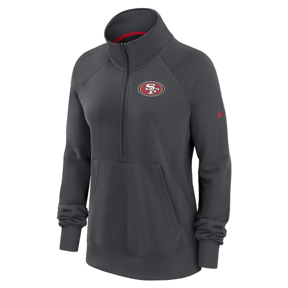 San Francisco 49ers Women's Premium Raglan Performance Half-Zip Sweatshirt - Charcoal for sale