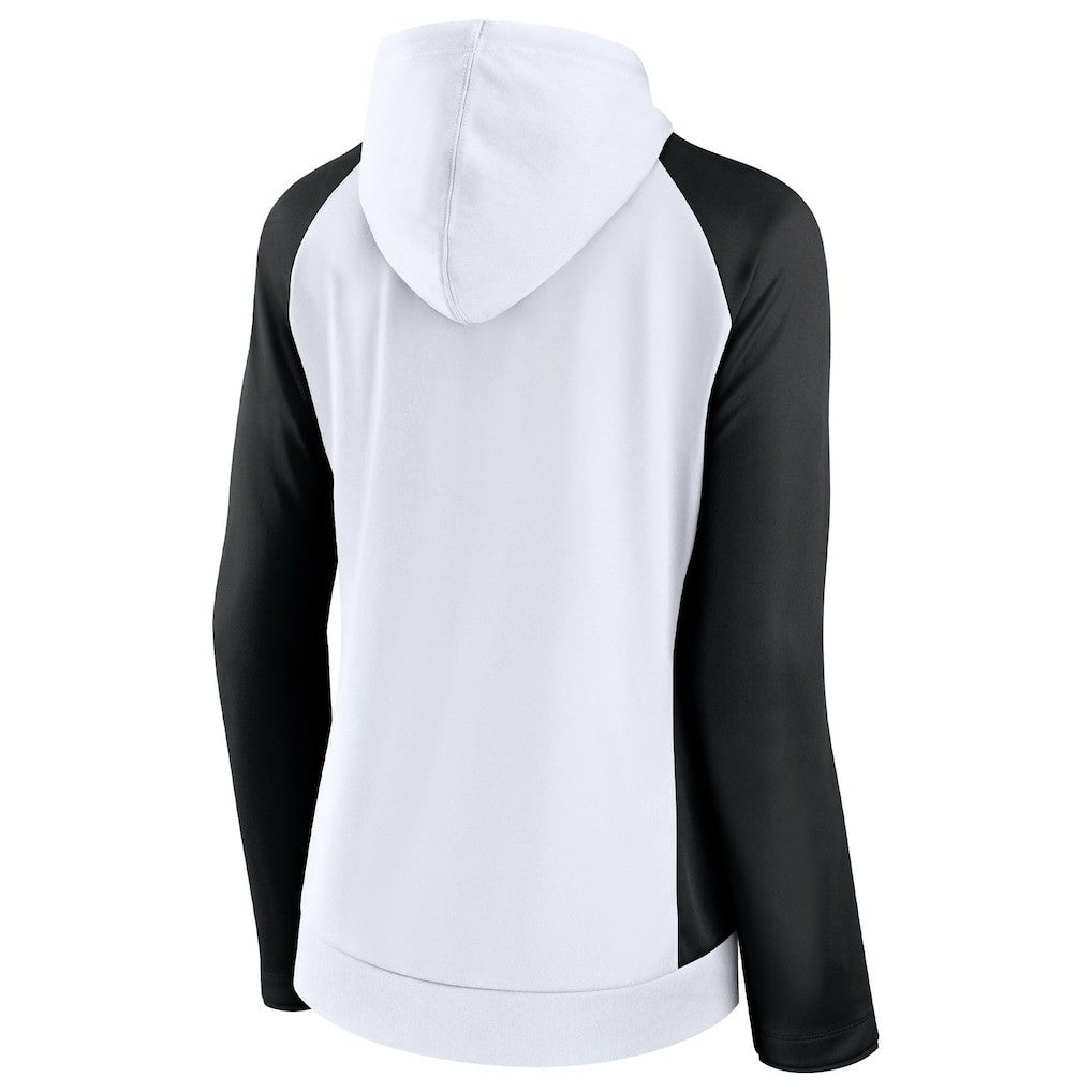 New Orleans Saints Women's End Around Lightweight Raglan Full-Zip Hoodie Jacket - White/Black on sale