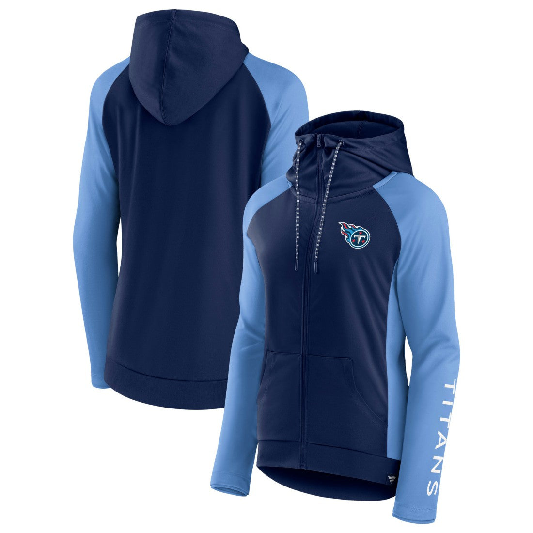 Tennessee Titans Women's End Around Lightweight Raglan Full-Zip Hoodie Jacket - Navy/Light Blue outlet