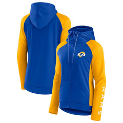 Los Angeles Rams Women's End Around Lightweight Raglan Full-Zip Hoodie Jacket - Royal/Gold outlet