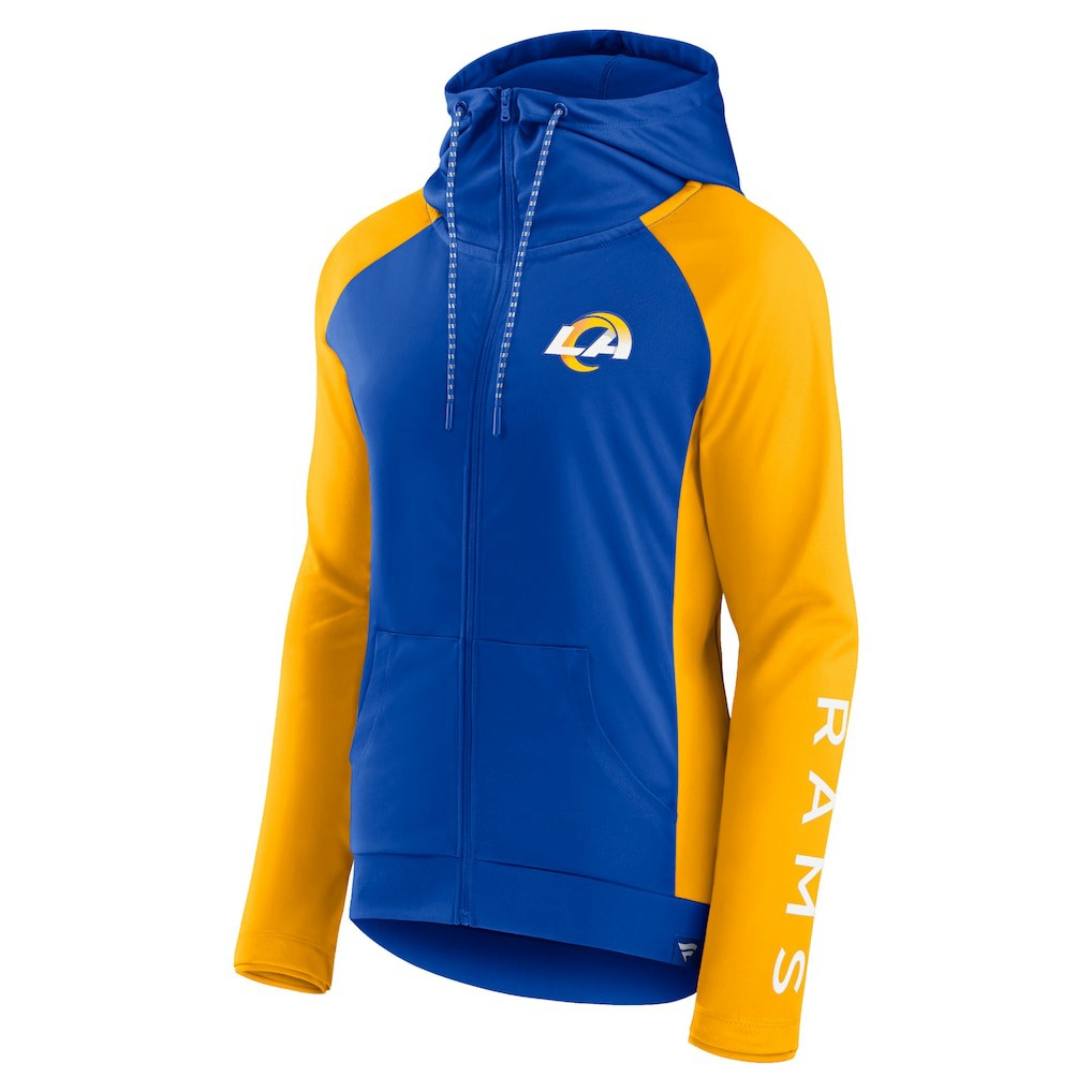Los Angeles Rams Women's End Around Lightweight Raglan Full-Zip Hoodie Jacket - Royal/Gold outlet