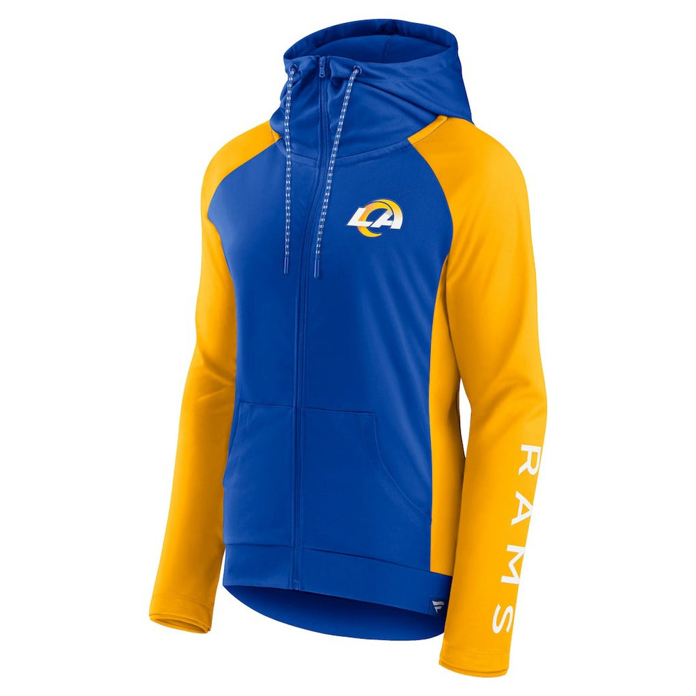 Los Angeles Rams Women's End Around Lightweight Raglan Full-Zip Hoodie Jacket - Royal/Gold outlet