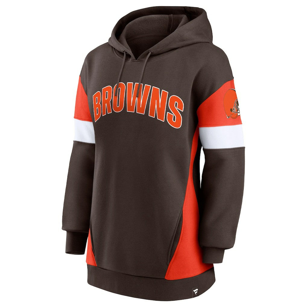 Cleveland Browns Women's Lock It Down Pullover Hoodie - Brown/Orange sale
