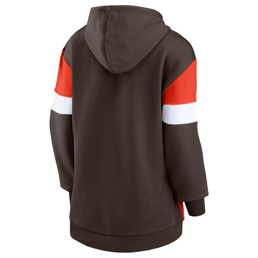 Cleveland Browns Women's Lock It Down Pullover Hoodie - Brown/Orange sale