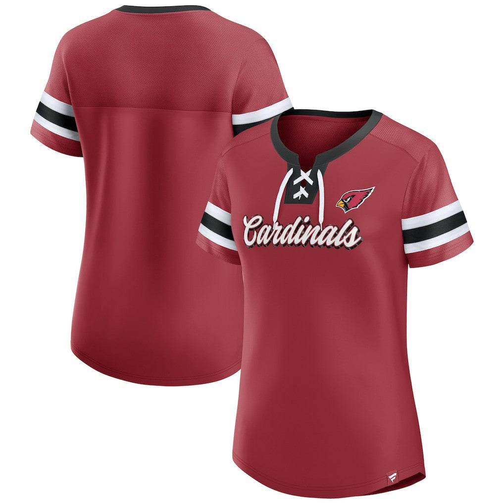 Arizona Cardinals Women's Original State Lace-Up T-Shirt - Cardinal online