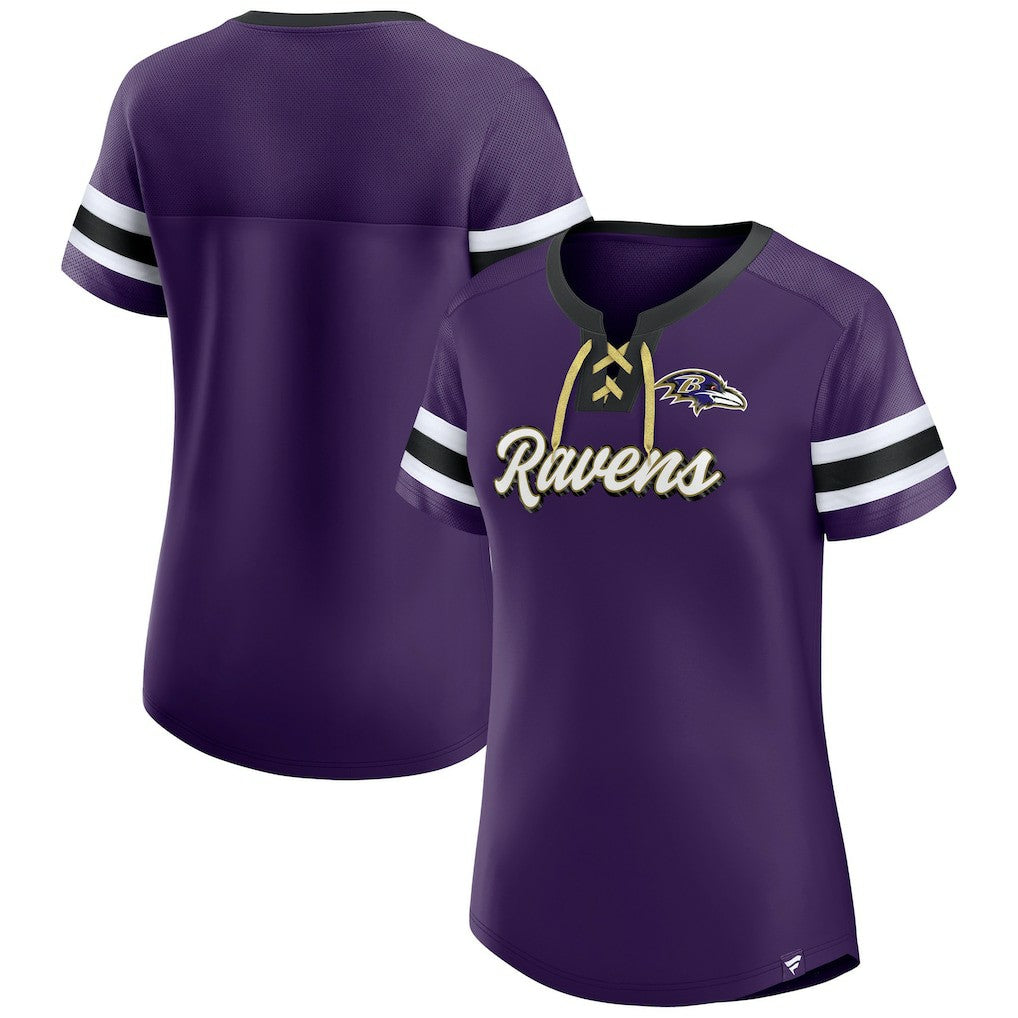Baltimore Ravens Women's Original State Lace-Up T-Shirt - Purple on sale