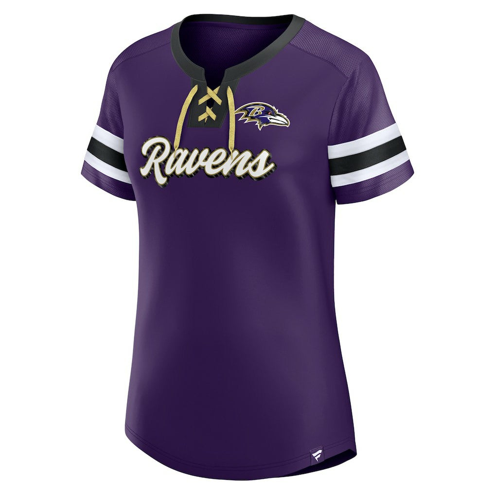 Baltimore Ravens Women's Original State Lace-Up T-Shirt - Purple on sale