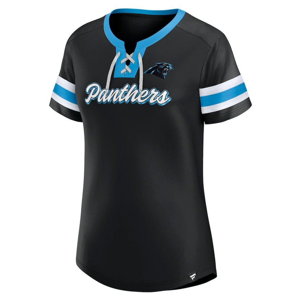 Carolina Panthers Women's Original State Lace-Up T-Shirt - Black on sale