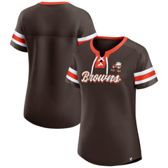 Cleveland Browns Women's Original State Lace-Up T-Shirt - Brown sale