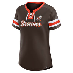 Cleveland Browns Women's Original State Lace-Up T-Shirt - Brown sale