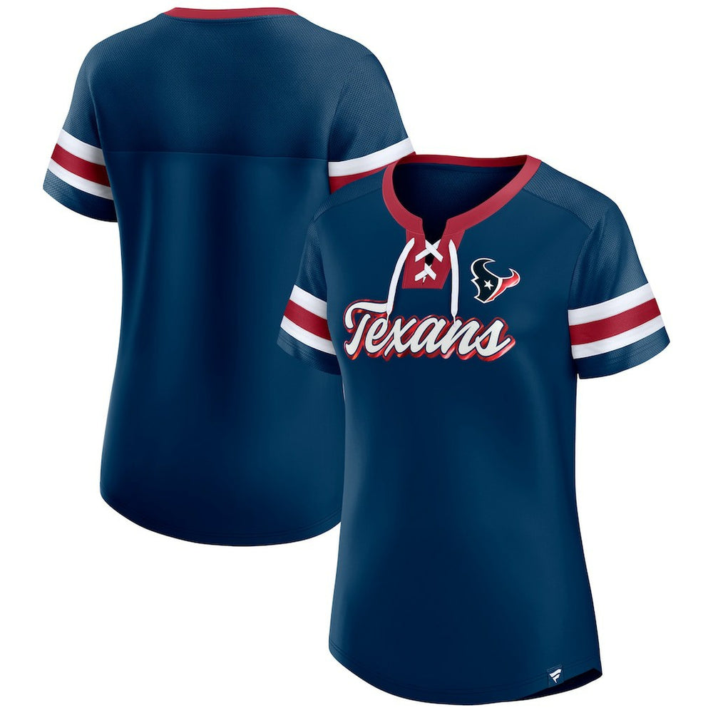 Houston Texans Women's Original State Lace-Up T-Shirt - Navy on sale