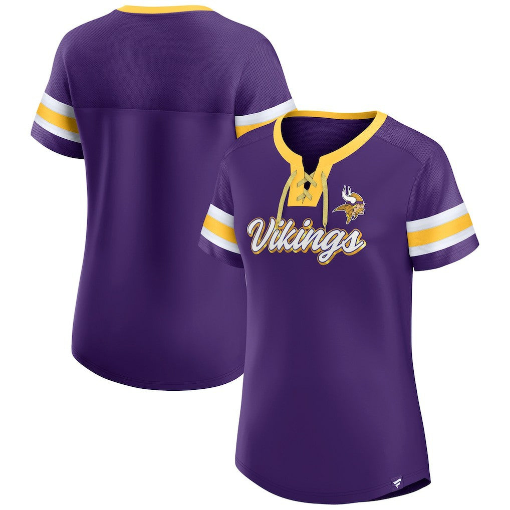 Minnesota Vikings Women's Original State Lace-Up T-Shirt - Purple outlet