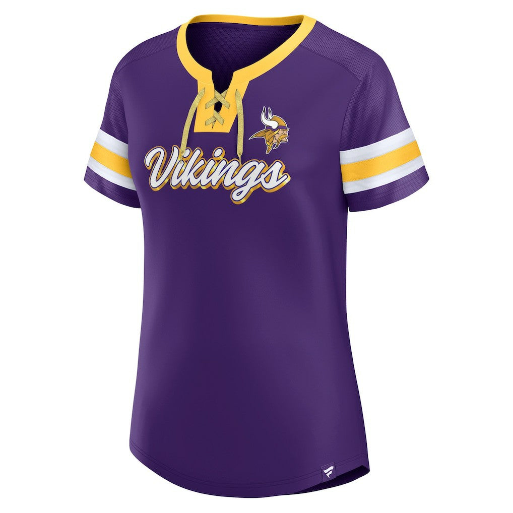 Minnesota Vikings Women's Original State Lace-Up T-Shirt - Purple outlet