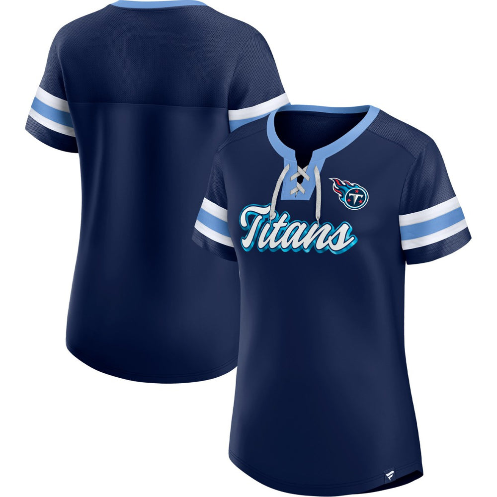 Tennessee Titans Women's Original State Lace-Up T-Shirt - Navy on sale