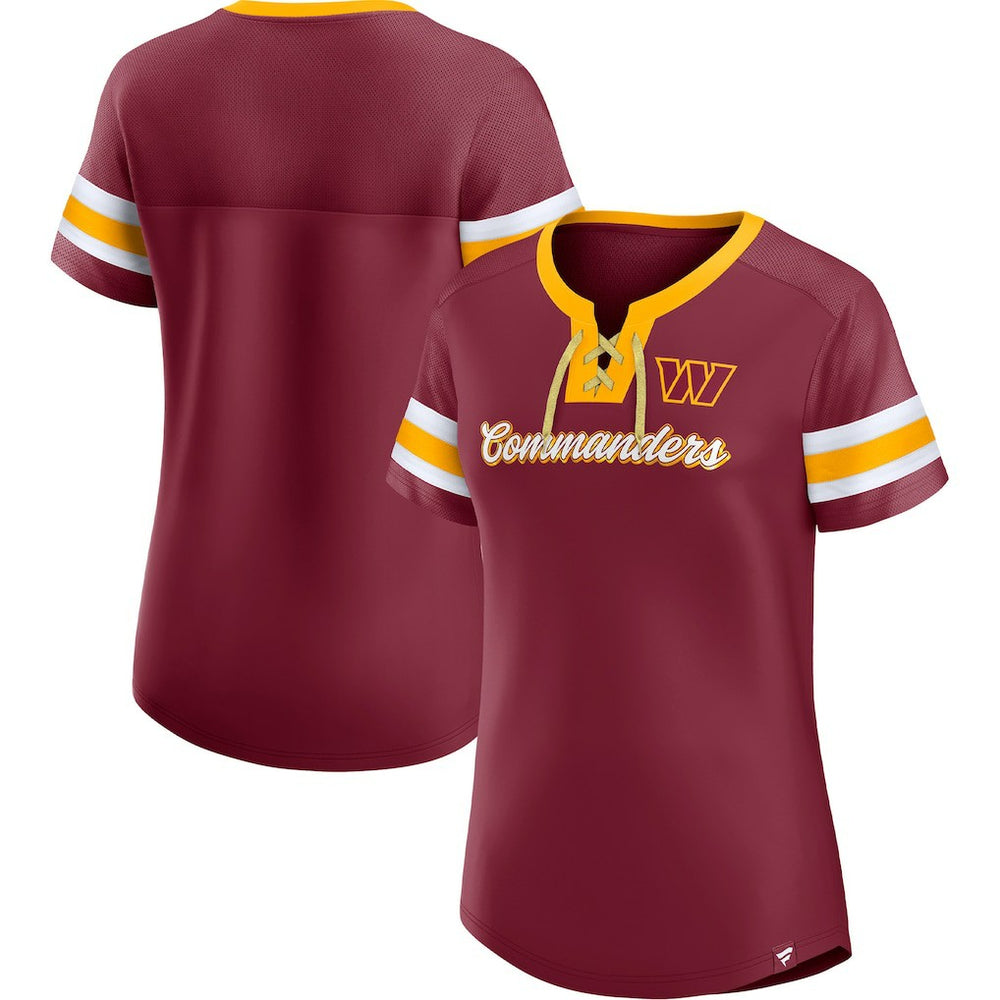 Washington Commanders Women's Original State Lace-Up T-Shirt - Burgundy cheap