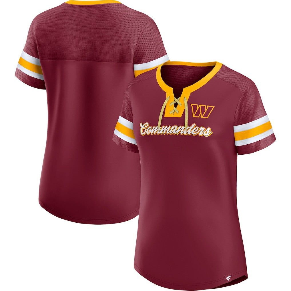 Washington Commanders Women's Original State Lace-Up T-Shirt - Burgundy cheap